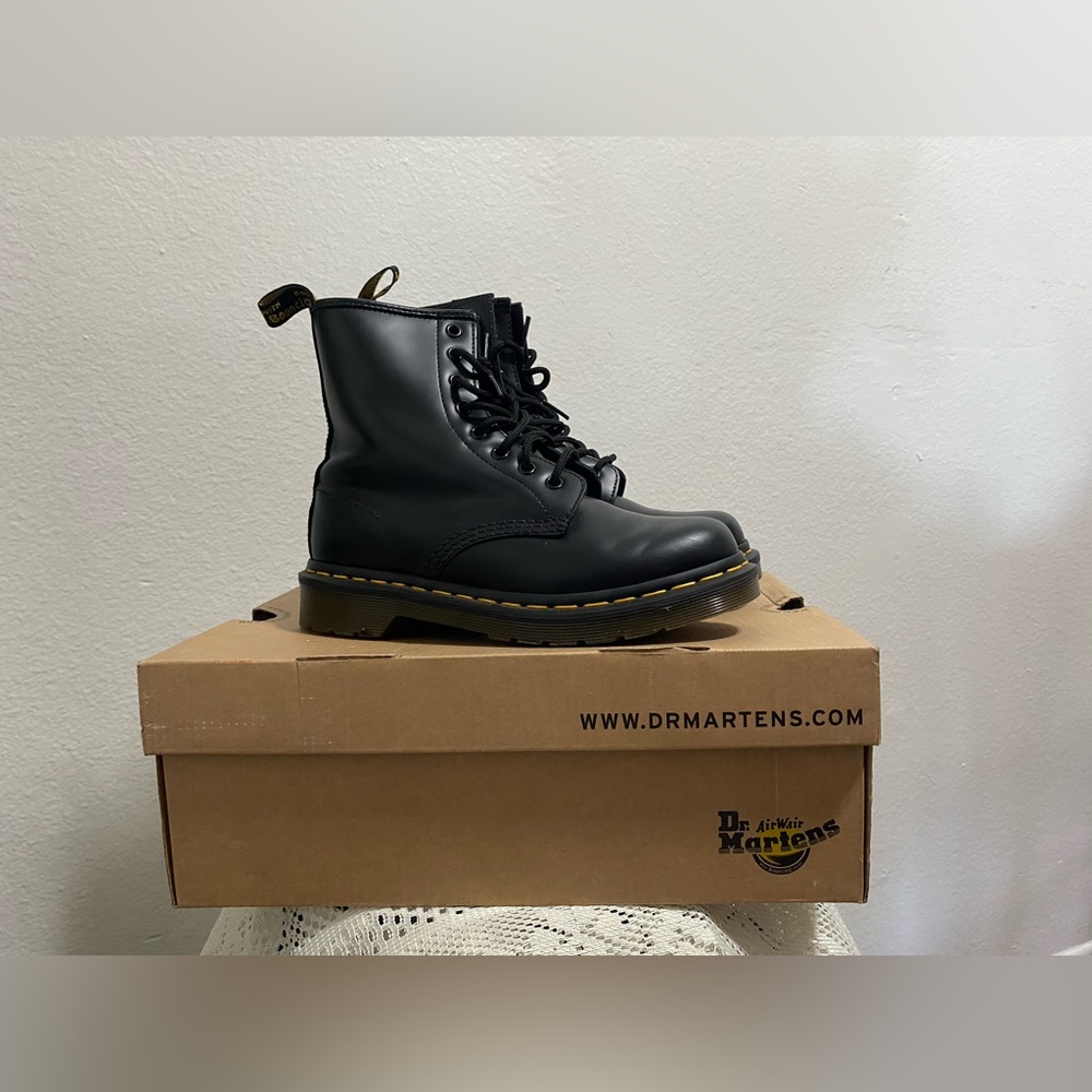 Dr. Marten’s Black Smooth Leather Lace-Up Boots